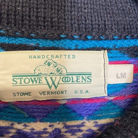 Fair Isle Stowe Woolens Vermont 100% Wool Vintage 1980’s Made In USA - Picture 9 of 11